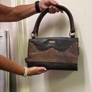 Miche Black and Brown Textured Leather Bag